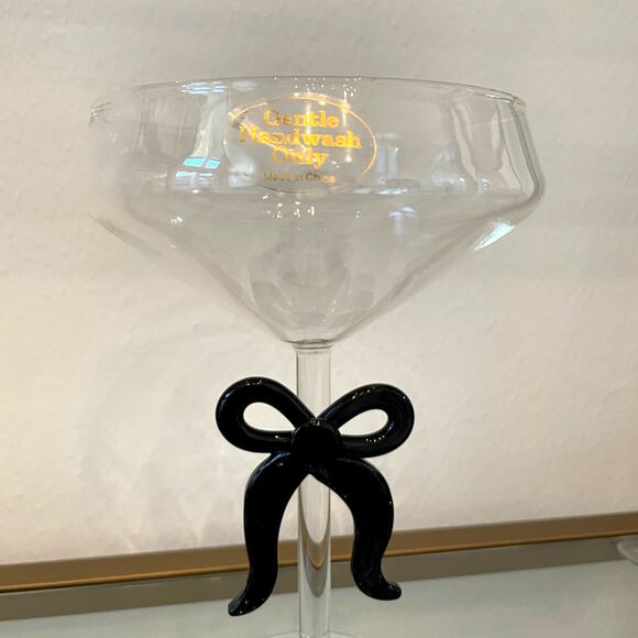 Black Bow Coupe Glass Holiday Glam Barware NEW - Picture 11 of 15
